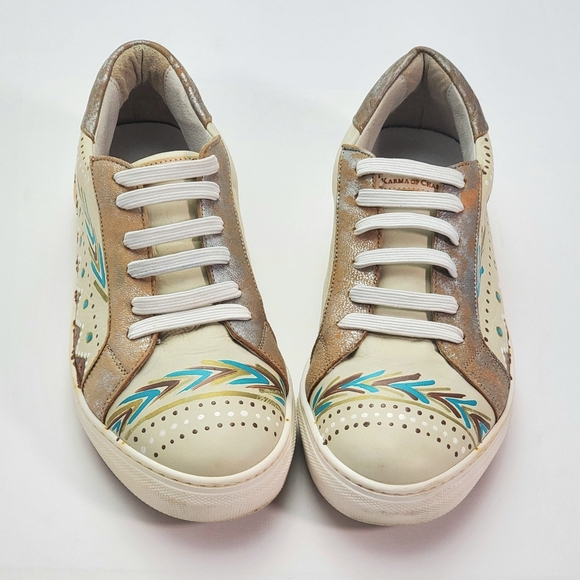 Karma Of Charme Naïf Hand Painted Leather Low Top Women Sneakers Sz 37 / US 6.5 - Picture 5 of 12